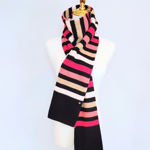 Kate Spade Striped Scarf in Pink, Brown and cream - Picture 1 of 2